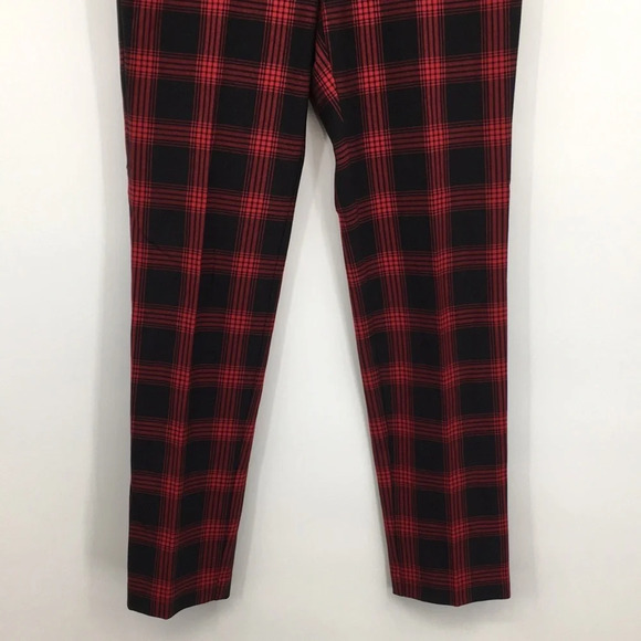 J Jill Pants Womens‎ 8 Red Black Plaid Stretch Bi Stretch Skinny Leg Trouser - Picture 4 of 13